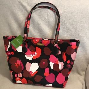 NEW KATE SPADE laurel way printed bag; gold zip